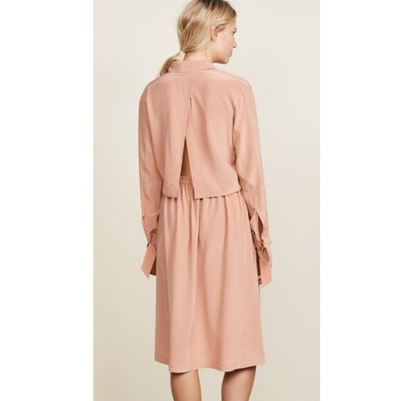 VINCE Slit Back 100% Silk Shirt Dress in Blush Size M NEW - Picture 7 of 7